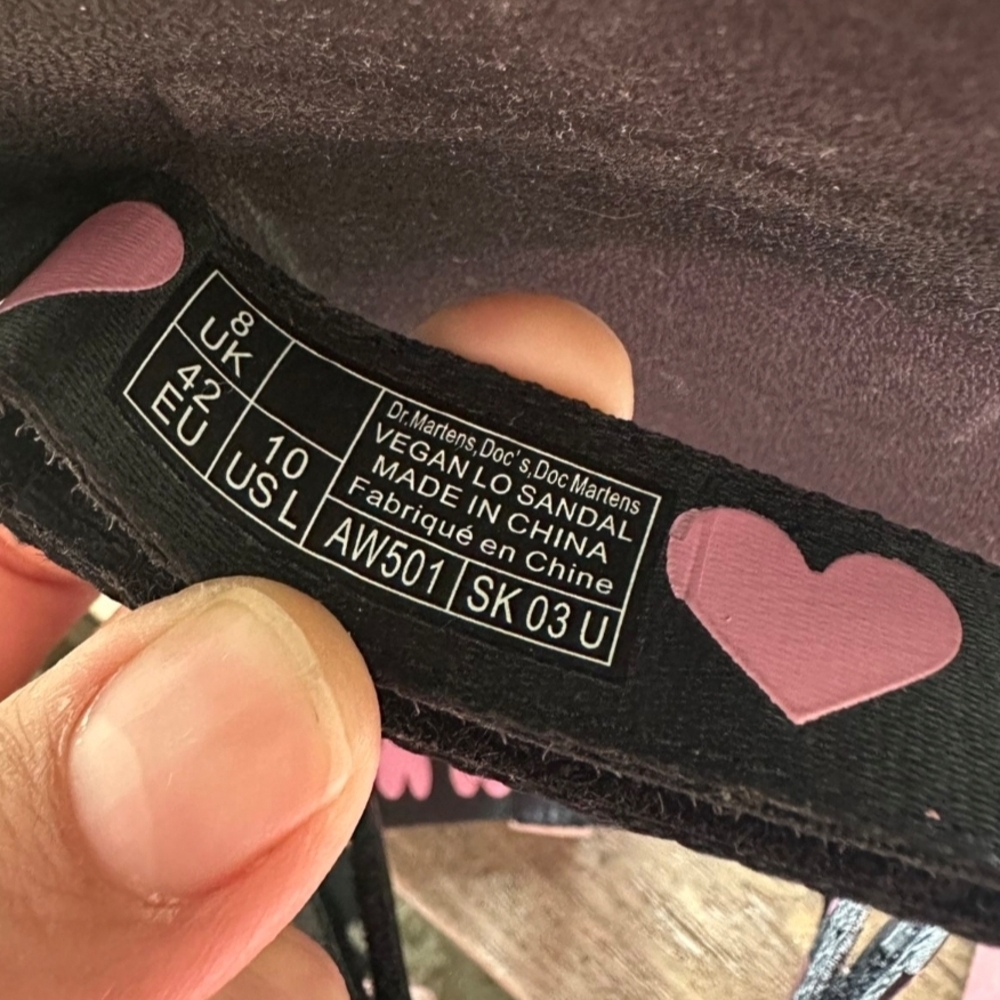 Dr. Martens x Lazy Oaf Black Sandals with Pink Hearts - Picture 6 of 8